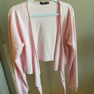 Boohoo pink wrap long sleeve top